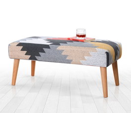 Atelier Del Sofa Banco Beshir v2, Banco Tapizado en Algodón y Lino, 91x42x46 cm